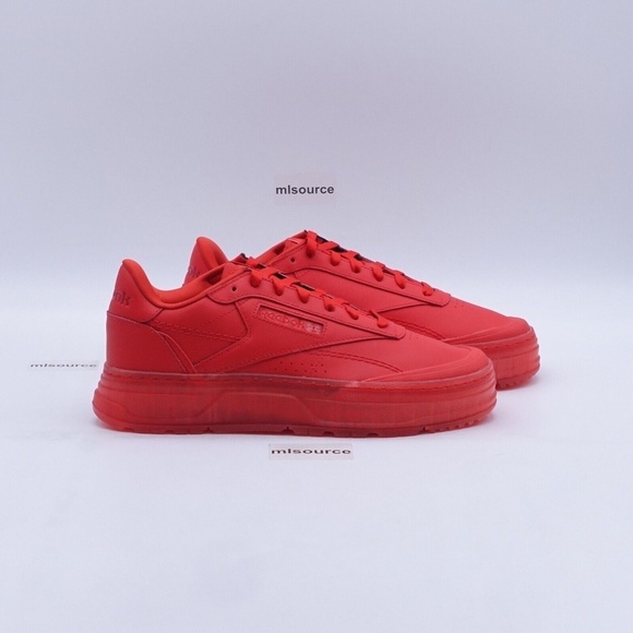 NEW Reebok Club C Double Geo Platform Sneakers GZ6419 Instinct Red Cardi B - Picture 2 of 7